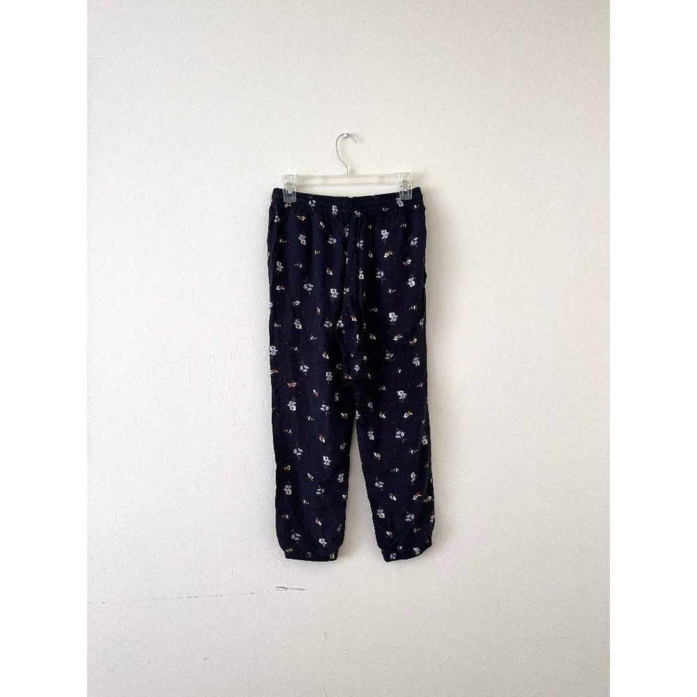 Uniqlo Navy Blue Ditsy Floral-Print Drape Jogger, M